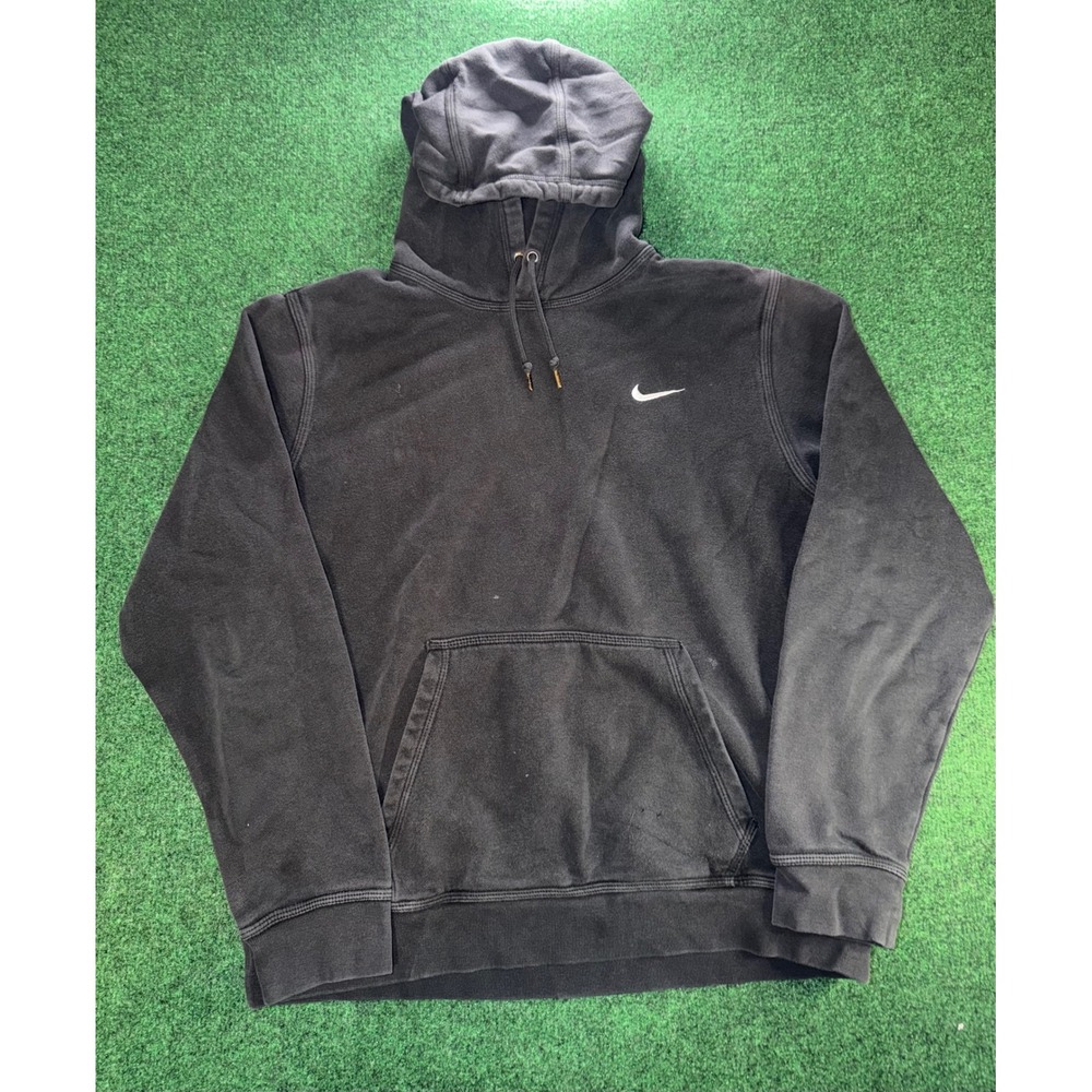 Nike Mens Pullover Hoodie Black White Swoosh Logo Fleece Hooded Sweatshirt
